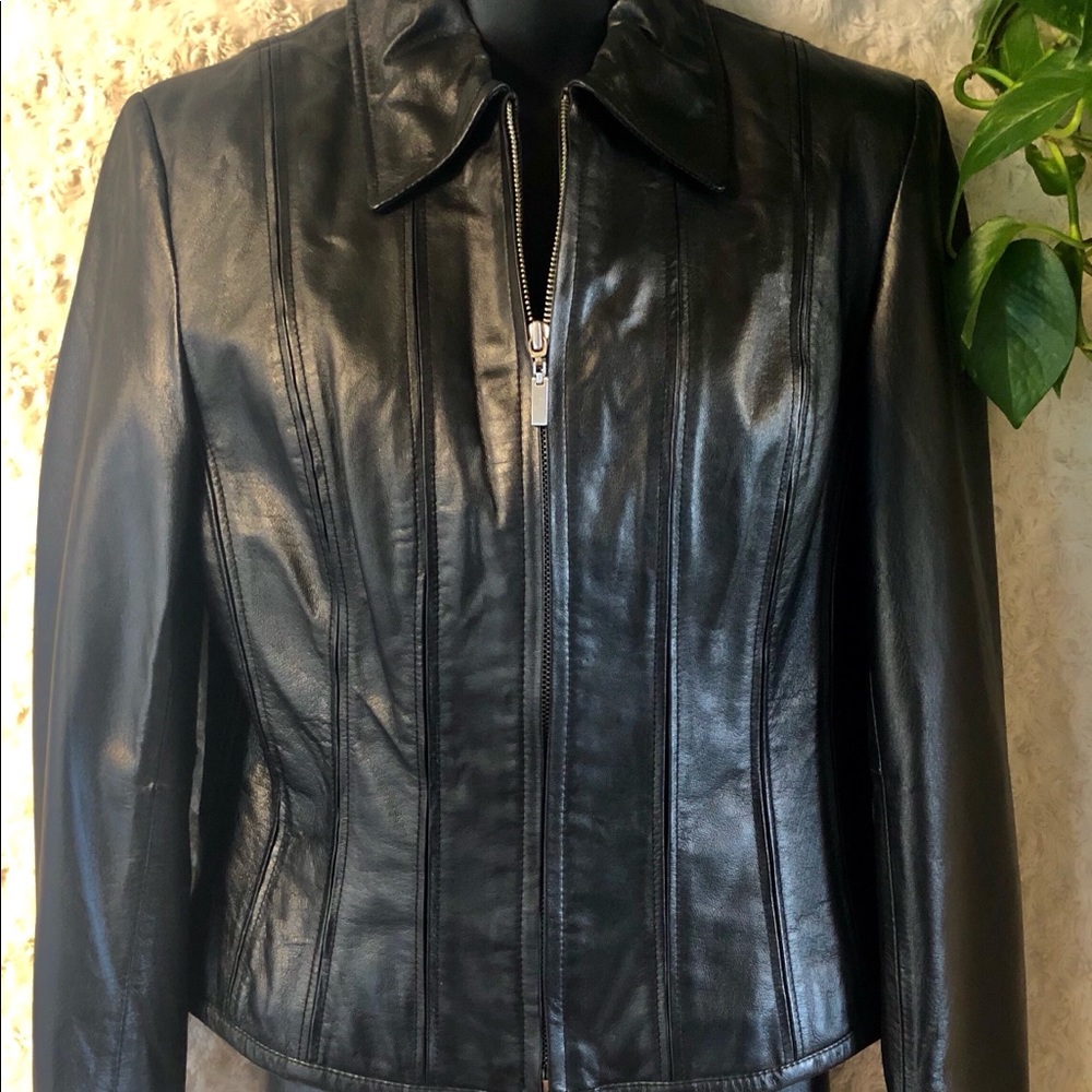 Moda International Black Leather Jacket